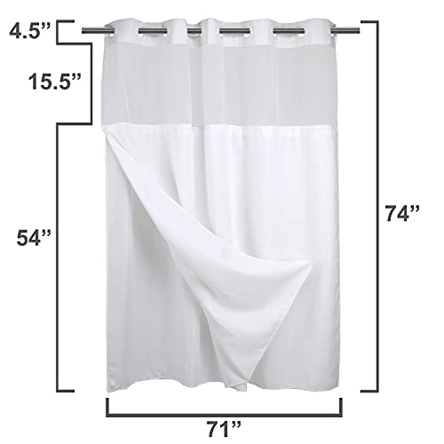 Barossa Design No Hooks Required Waffle Weave Shower Curtain with Snap in Liner