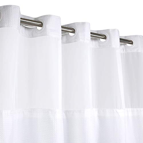 Barossa Design No Hooks Required Waffle Weave Shower Curtain with Snap in Liner