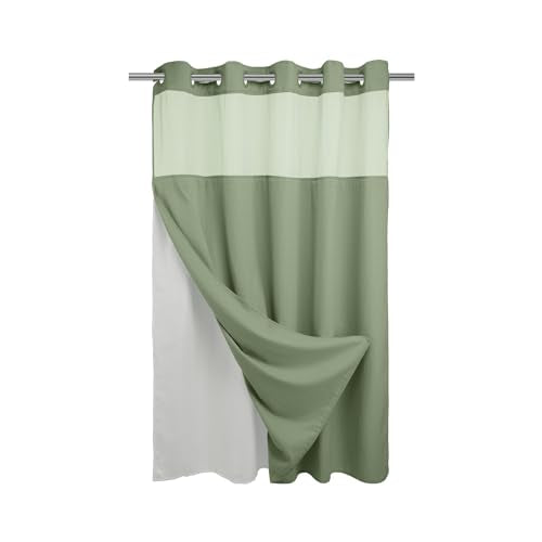 Barossa Design No Hooks Required Waffle Weave Shower Curtain with Snap in Liner