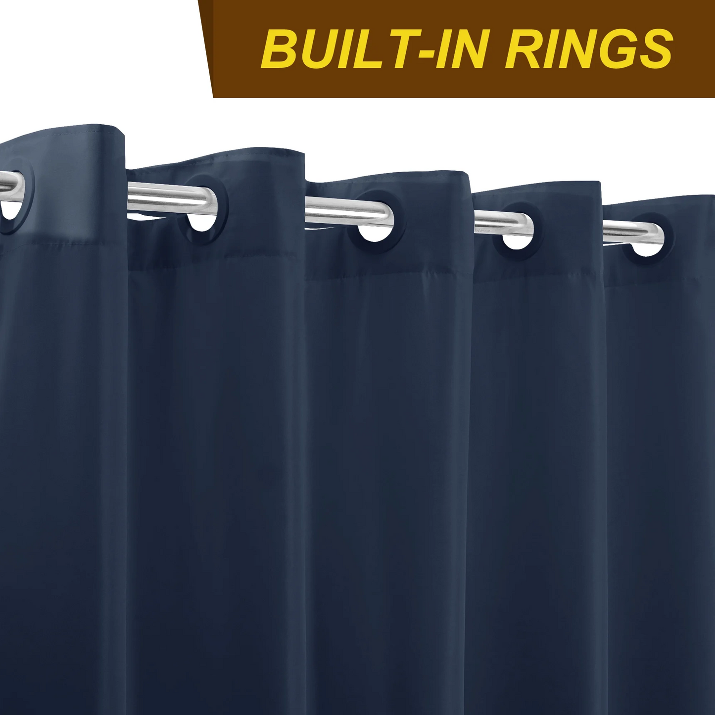 Barossa Design No Hook White Shower Curtain Liner Waterproof Fabric with Magnets