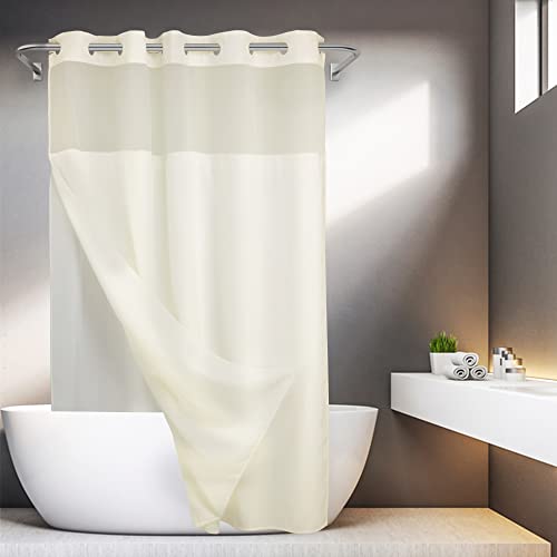 Barossa Design No Hooks Required Waffle Weave Shower Curtain with Snap in Liner