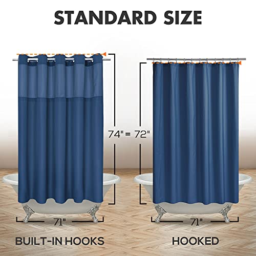 Barossa Design No Hook Slub Textured Shower Curtain with Snap-in PEVA Liner Set