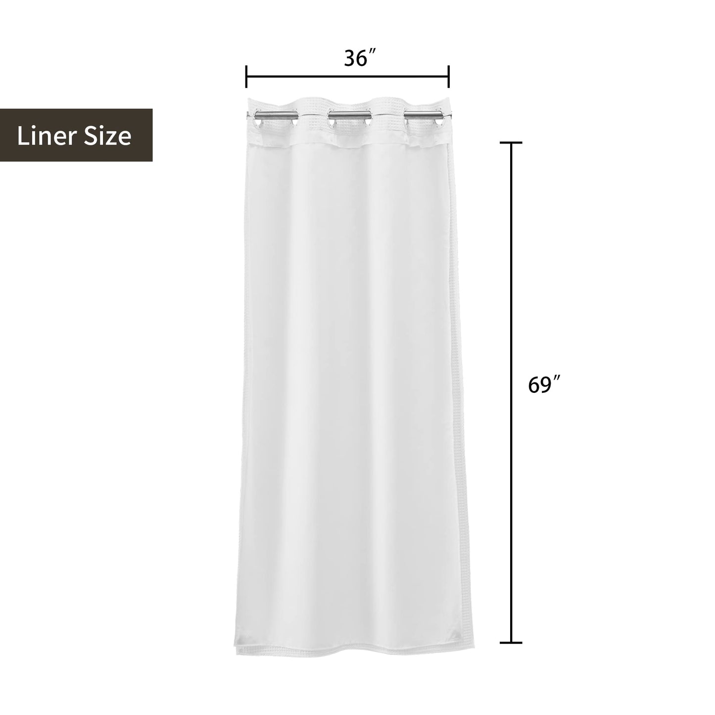 Barossa Design Waffle Weave Shower Curtain with Snap-in Liner