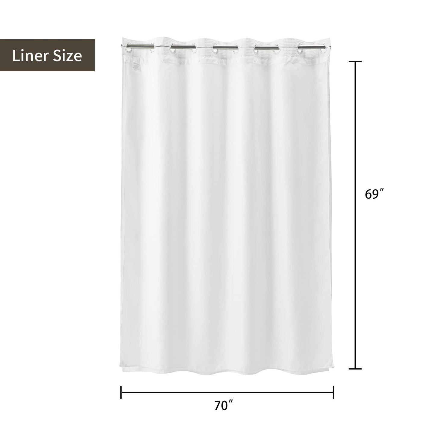 Barossa Design Waffle Weave Shower Curtain with Snap-in Liner