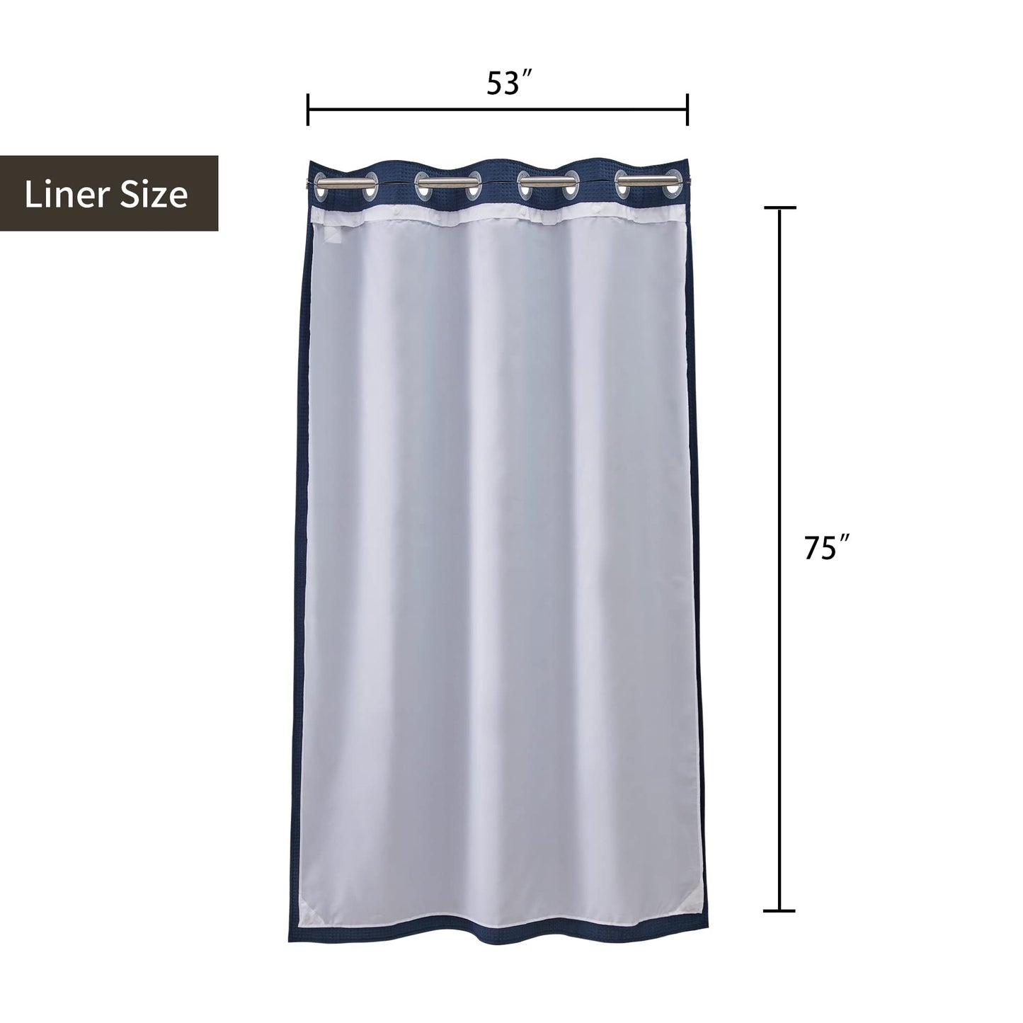 Barossa Design Waffle Weave Shower Curtain with Snap-in Liner