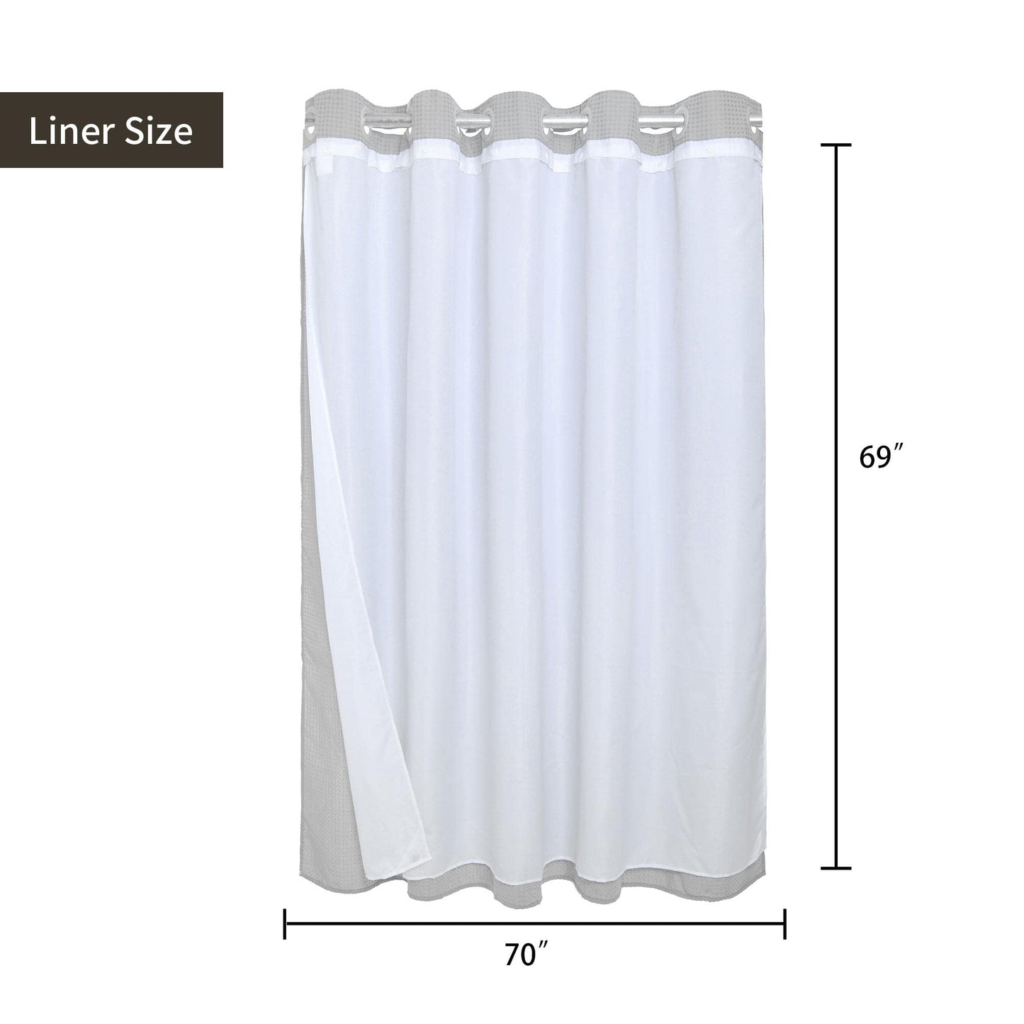 Barossa Design Waffle Weave Shower Curtain with Snap-in Liner