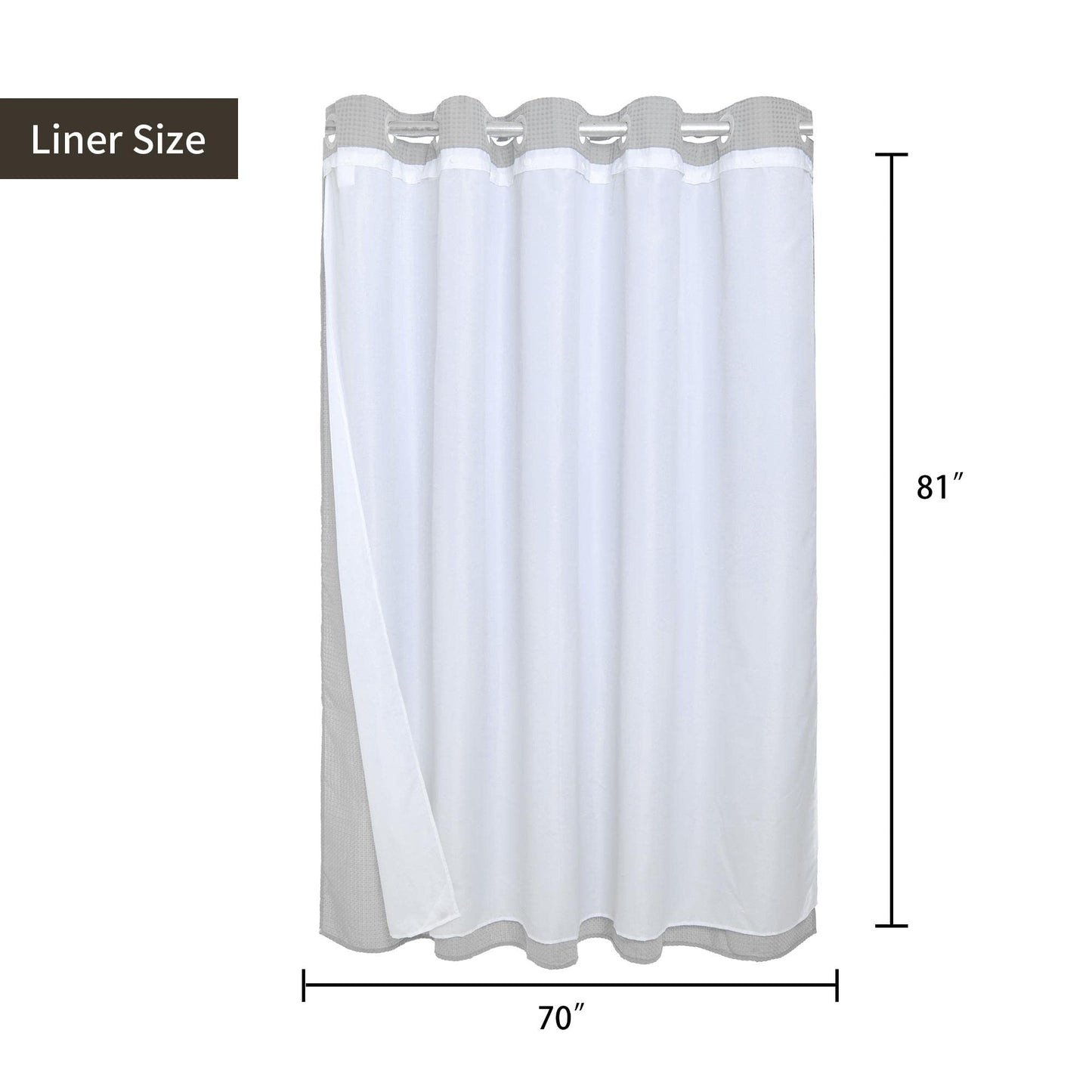 Barossa Design Waffle Weave Shower Curtain with Snap-in Liner