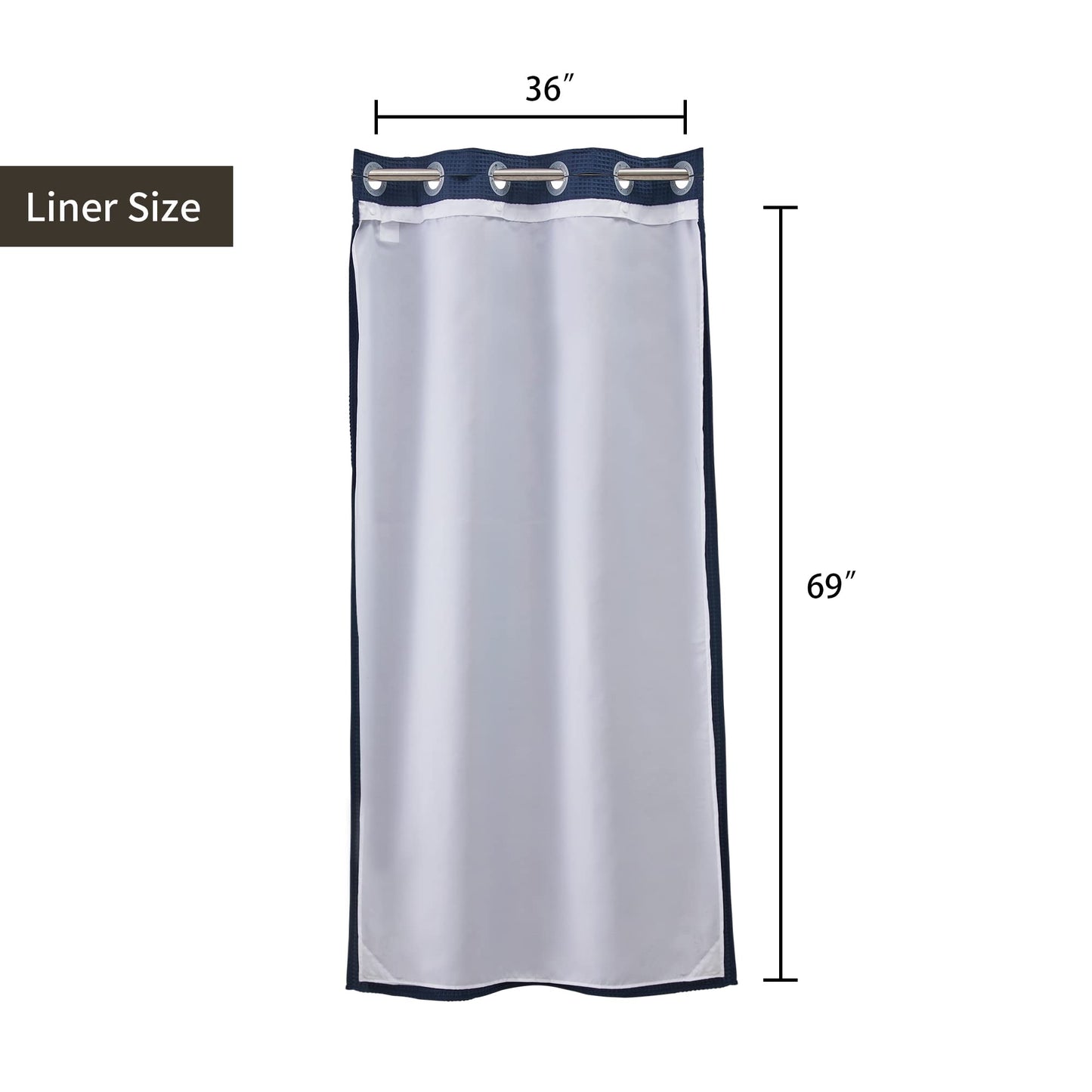 Barossa Design Waffle Weave Shower Curtain with Snap-in Liner