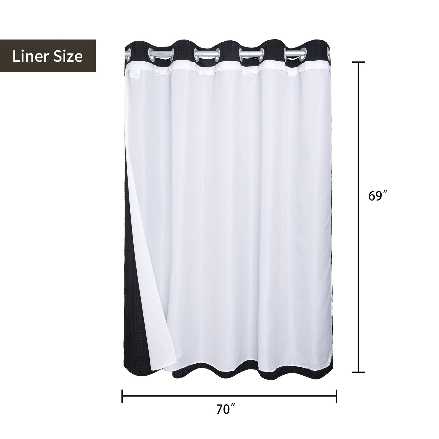 Barossa Design Waffle Weave Shower Curtain with Snap-in Liner