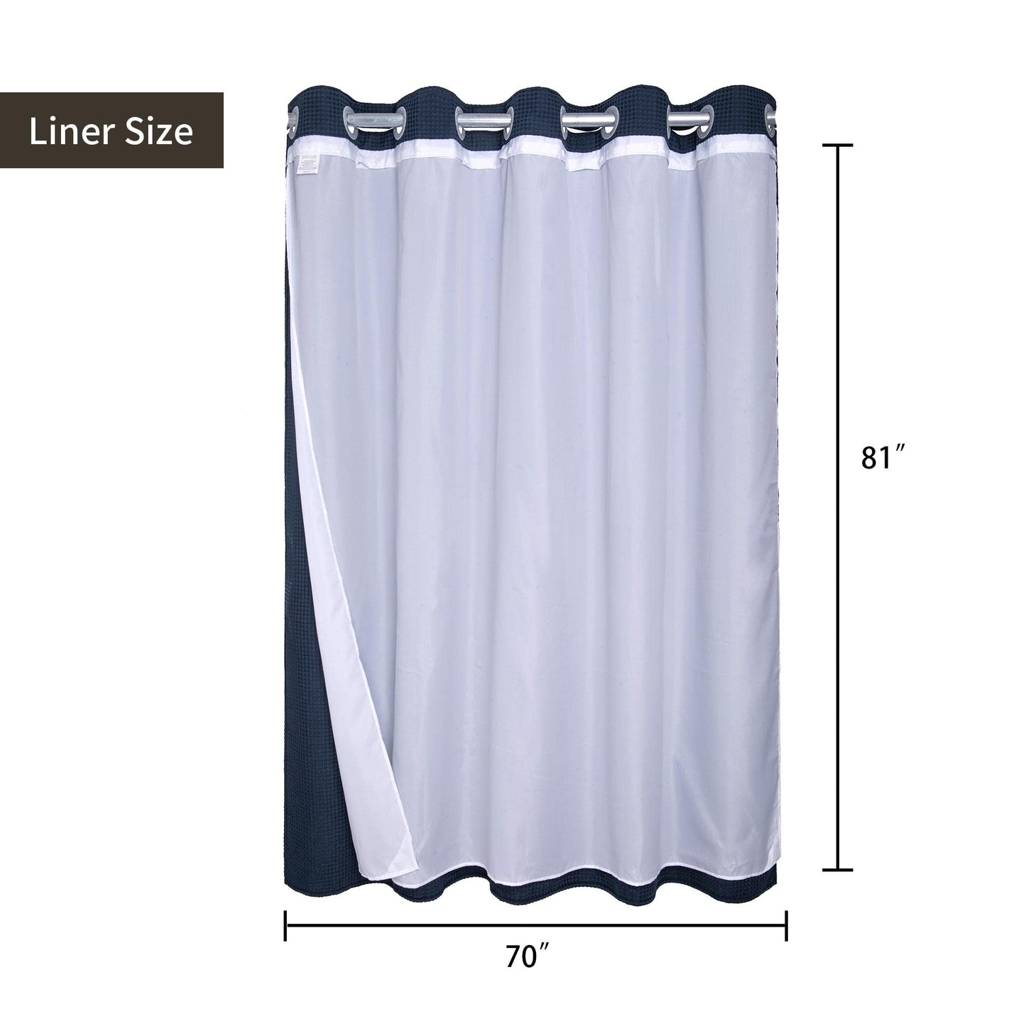 Barossa Design Waffle Weave Shower Curtain with Snap-in Liner