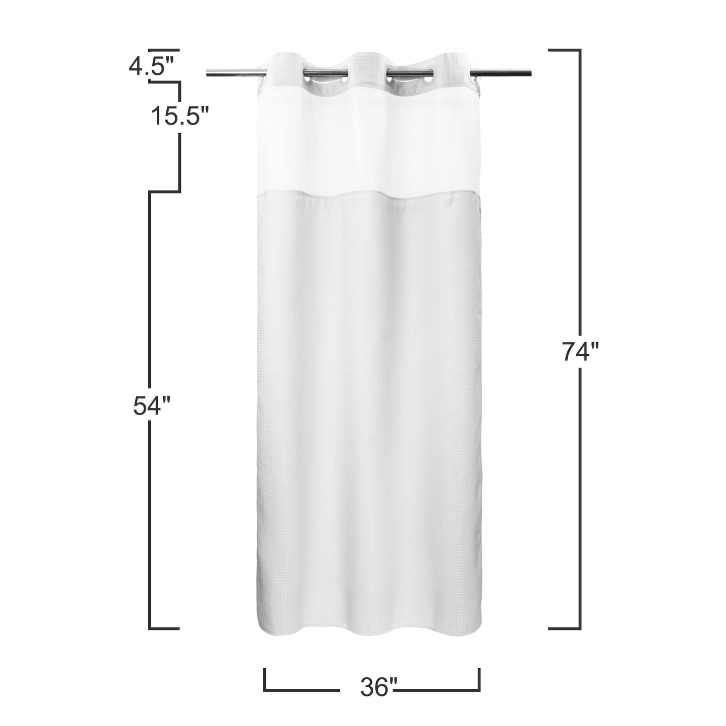 Barossa Design No Hooks Required Waffle Weave Shower Curtain with Snap in Liner