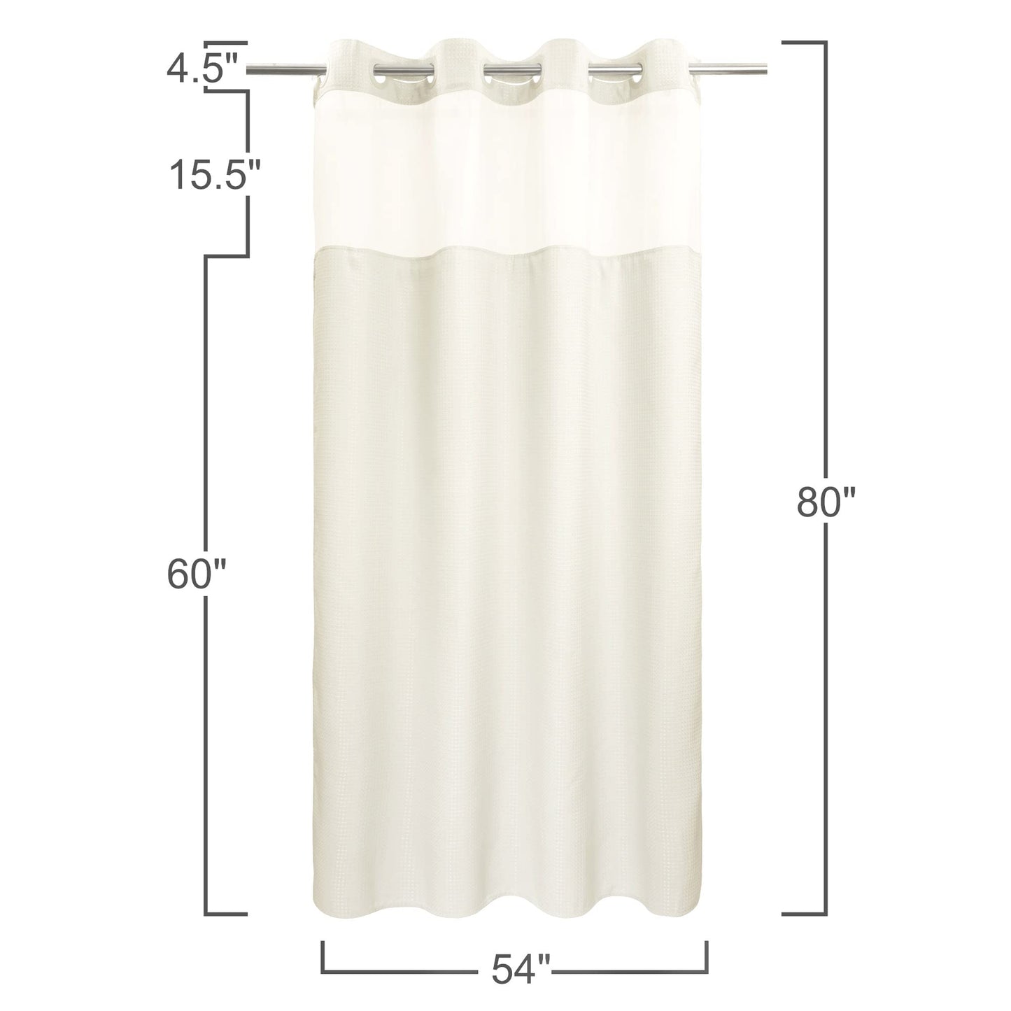 Barossa Design No Hooks Required Waffle Weave Shower Curtain with Snap in Liner