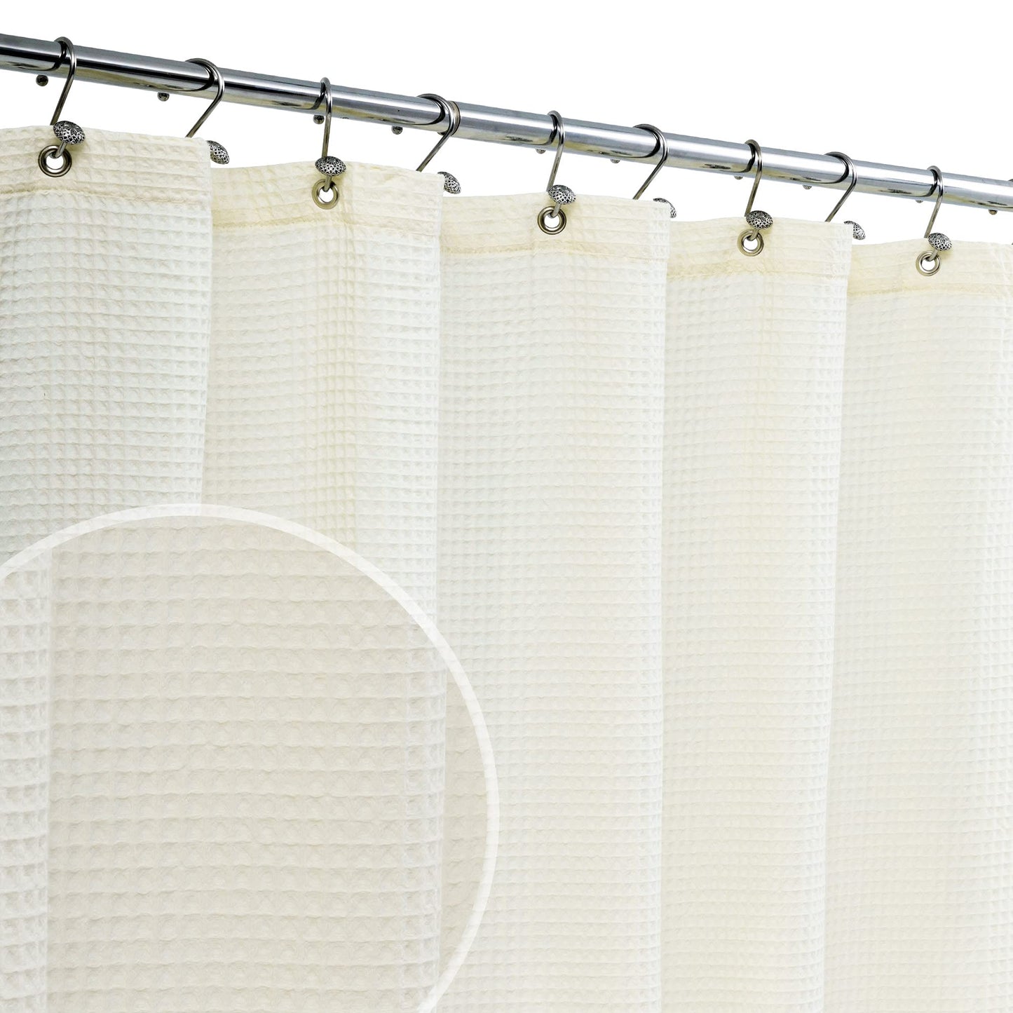 Barossa Design Cotton Blend Shower Curtain Honeycomb Waffle Weave
