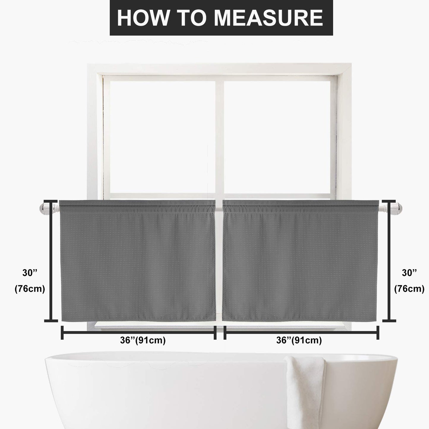 Barossa Design Waffle Weave Half Window Tier Curtains