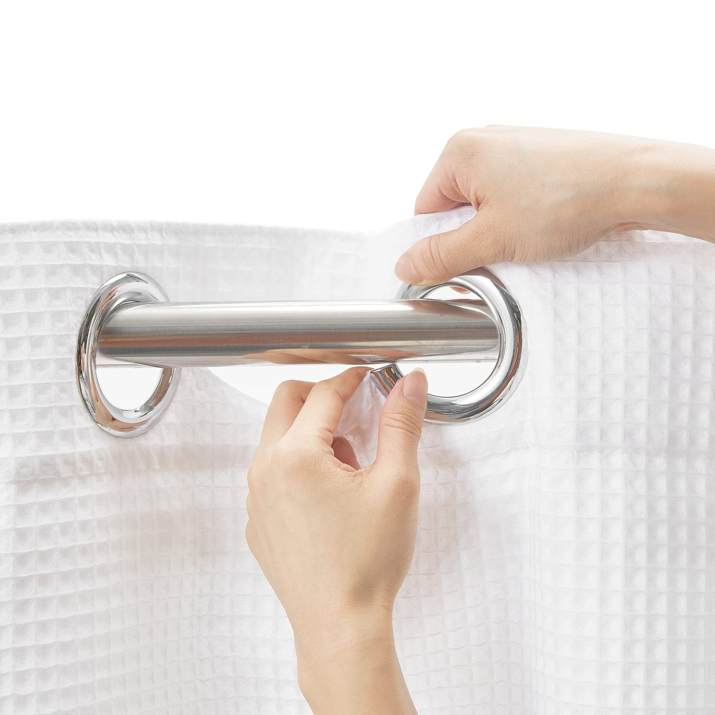 Barossa Design Waffle Weave Shower Curtain with Snap-in Liner