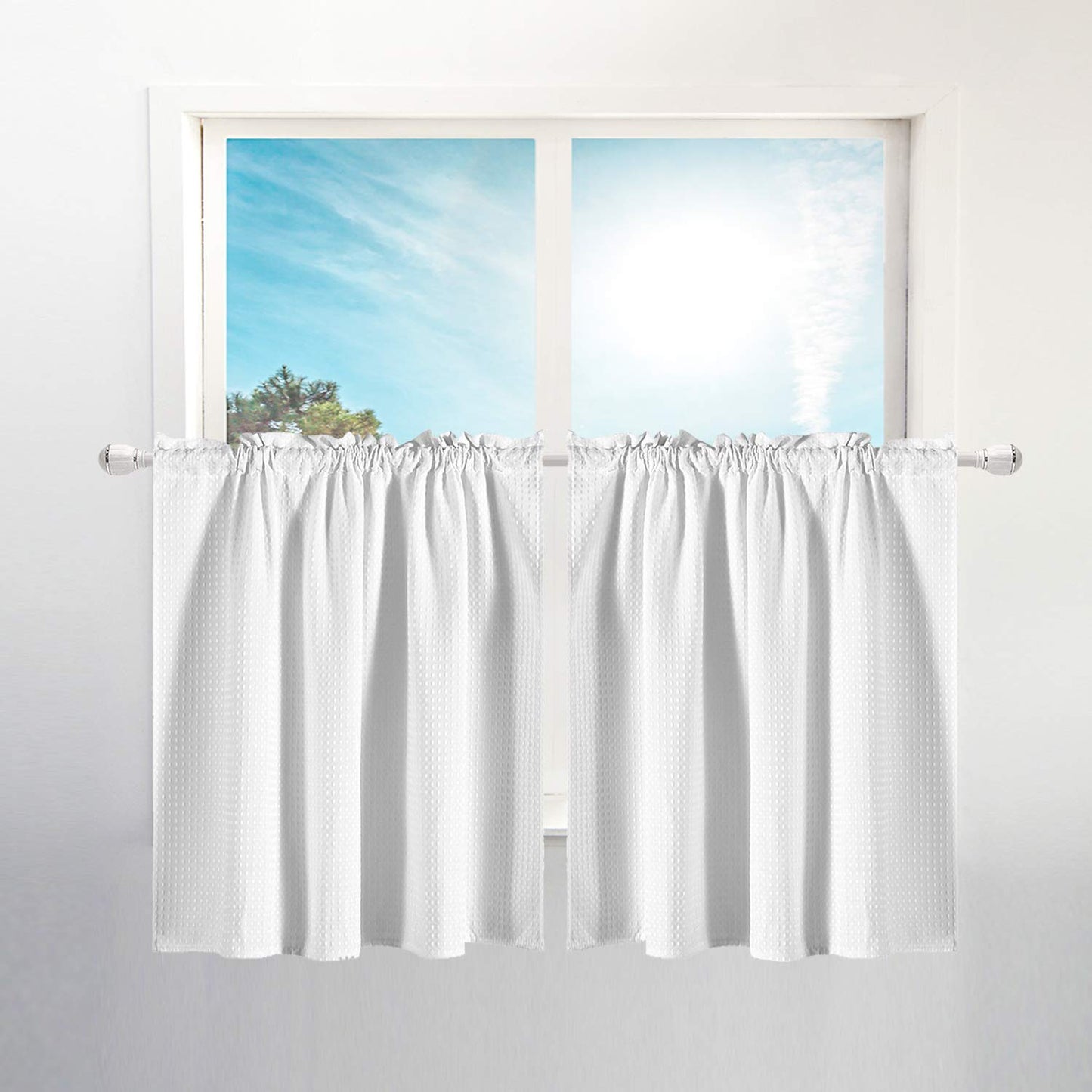 Barossa Design Waffle Weave Half Window Tier Curtains