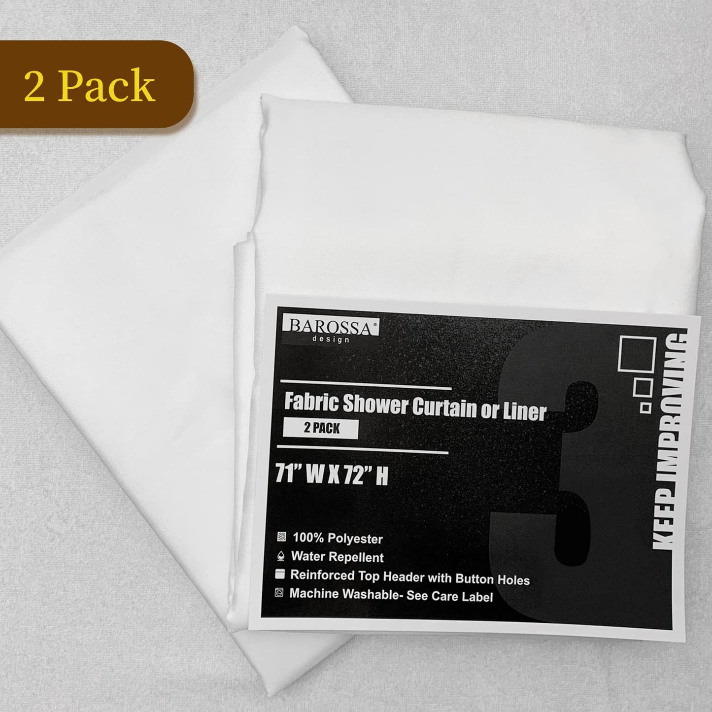 Fabric Shower Curtain Liners Lightweight - White Cloth Shower Liners with Magnets