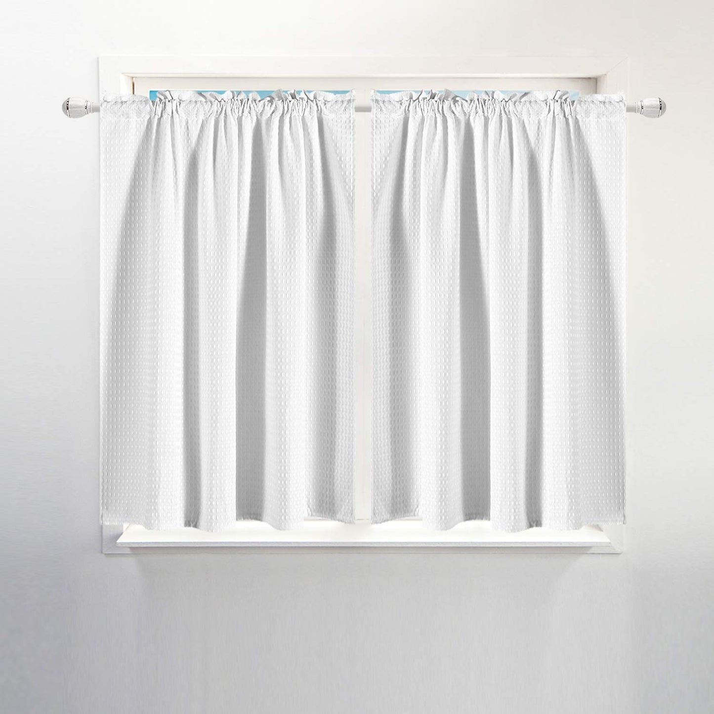 Barossa Design Waffle Weave Half Window Tier Curtains