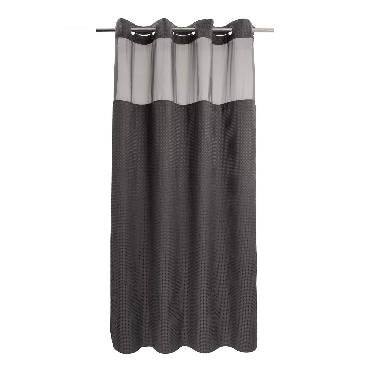 Barossa Design No Hooks Required Waffle Weave Shower Curtain with Snap in Liner