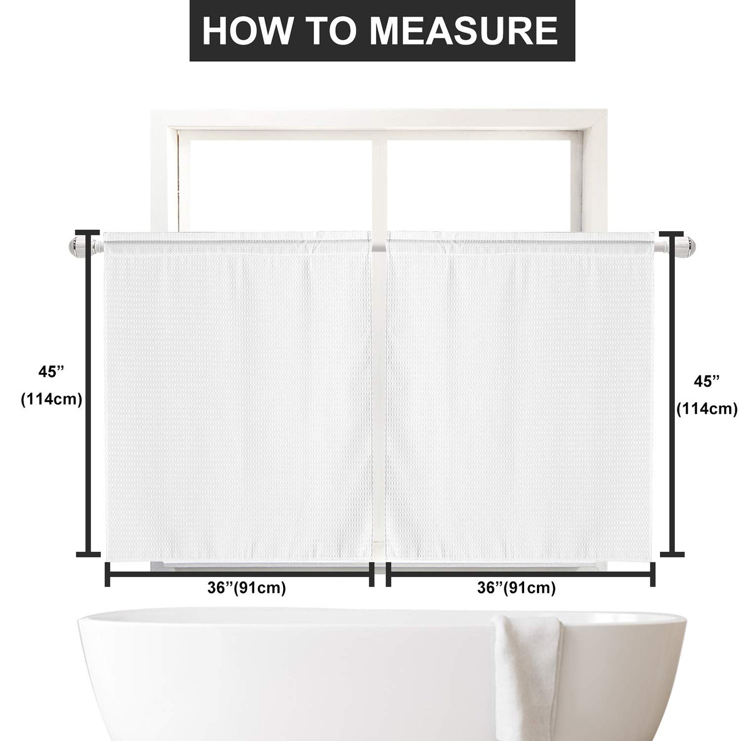 Barossa Design Waffle Weave Half Window Tier Curtains