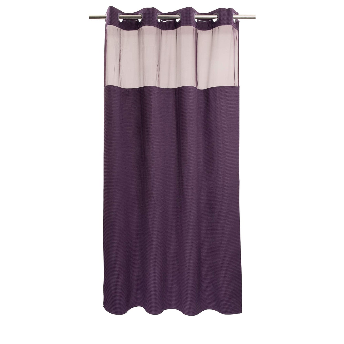 Barossa Design No Hooks Required Waffle Weave Shower Curtain with Snap in Liner