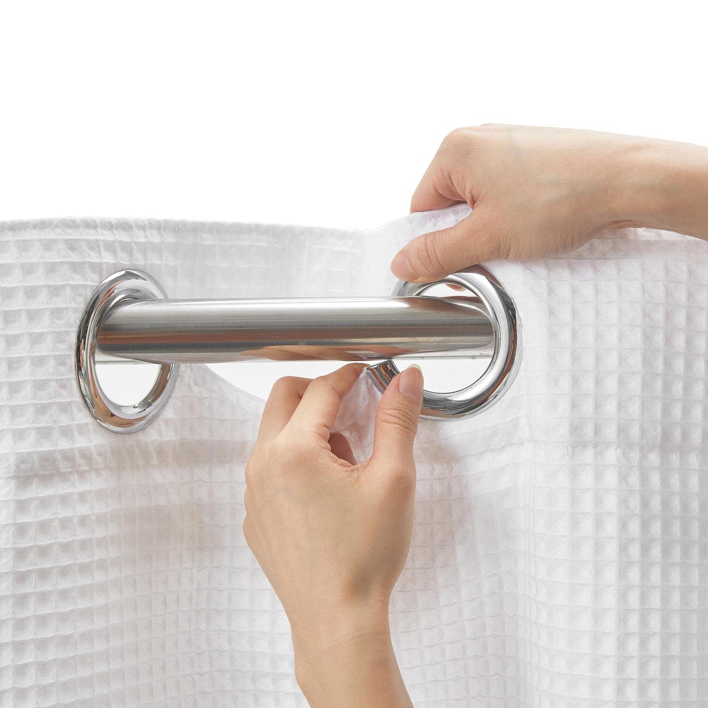 Barossa Design Waffle Weave Shower Curtain with Snap-in Liner