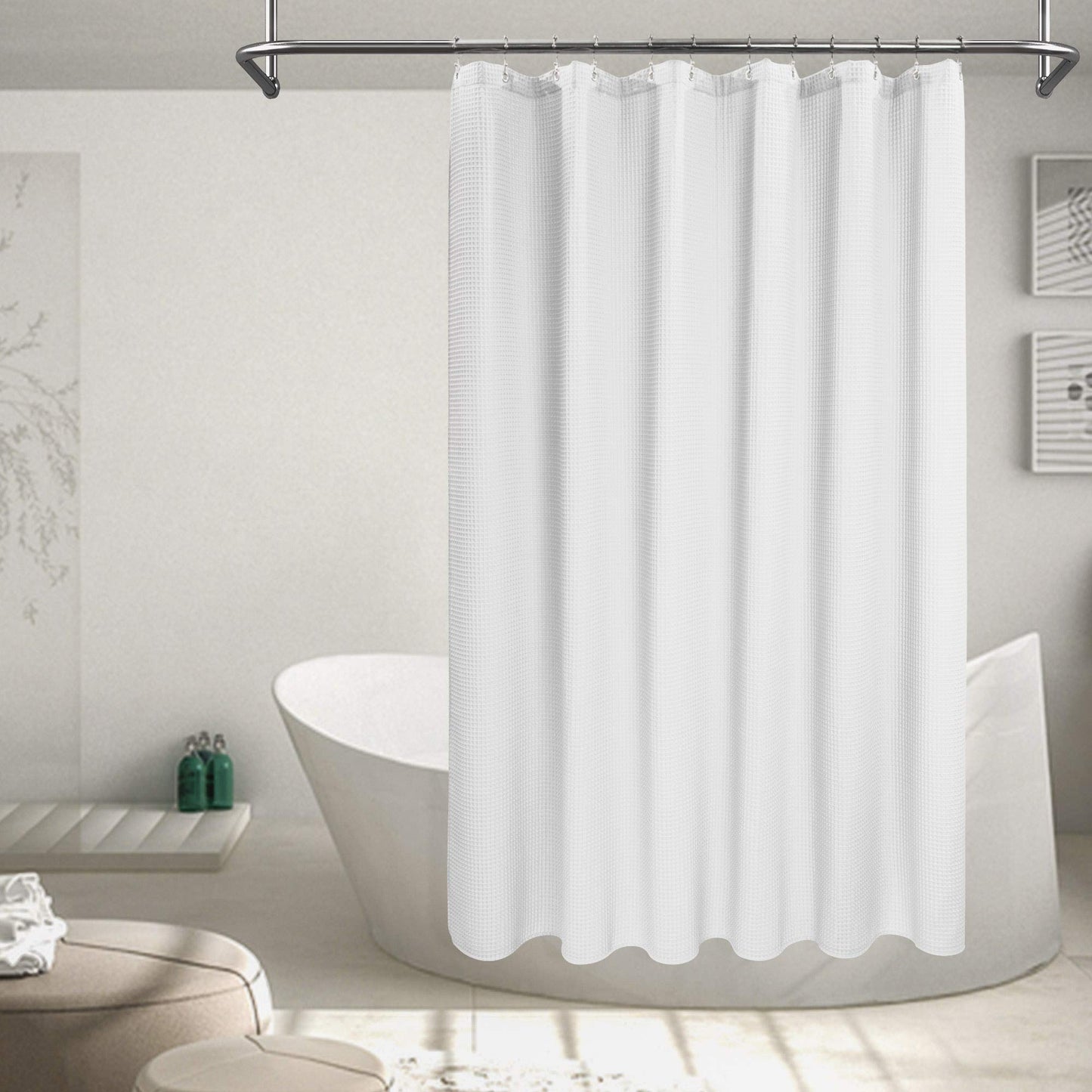 Barossa Design Cotton Blend Shower Curtain Honeycomb Waffle Weave