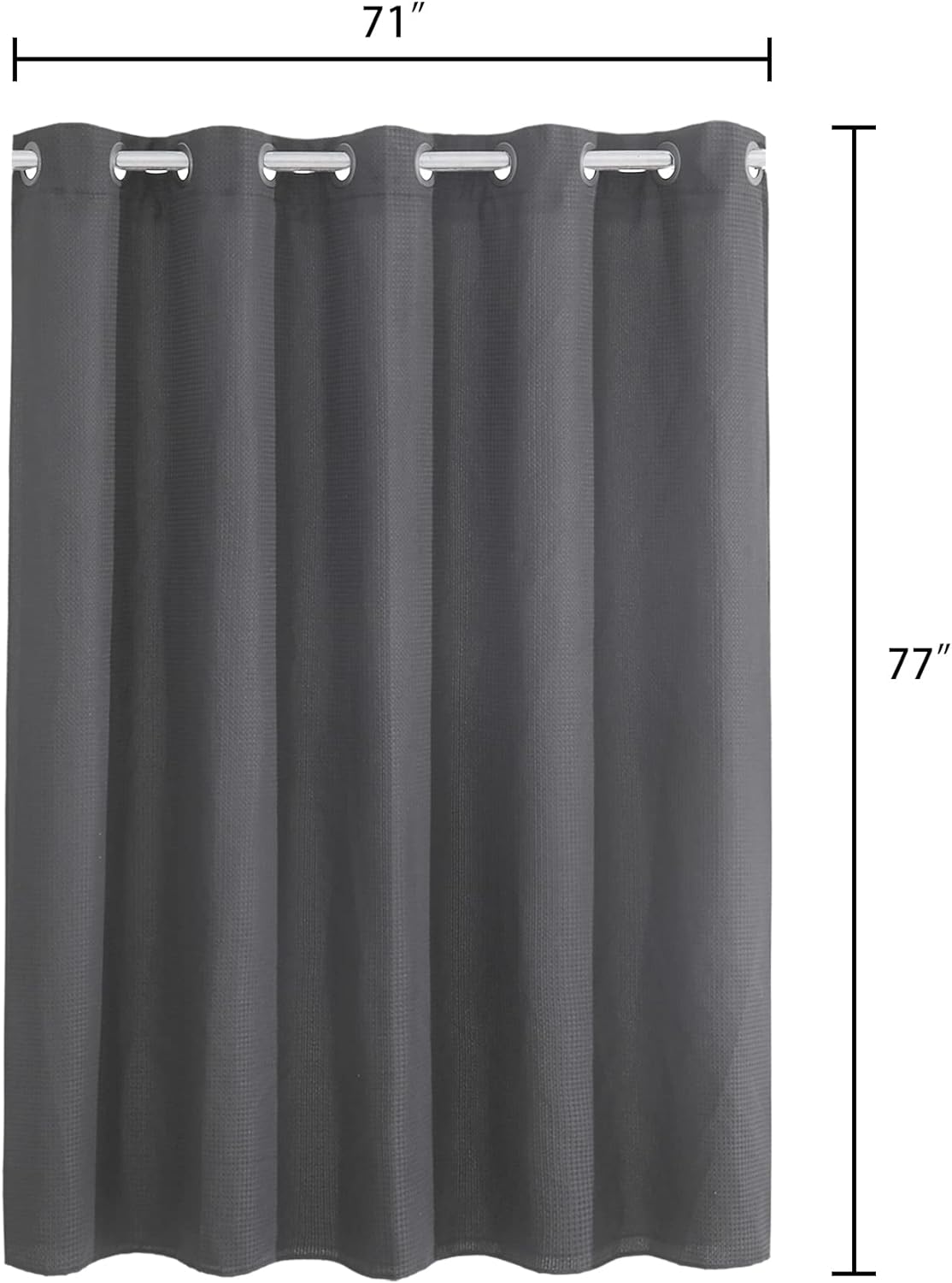 Barossa Design No Hooks Waffle Weave Shower Curtain with Snap in Liner