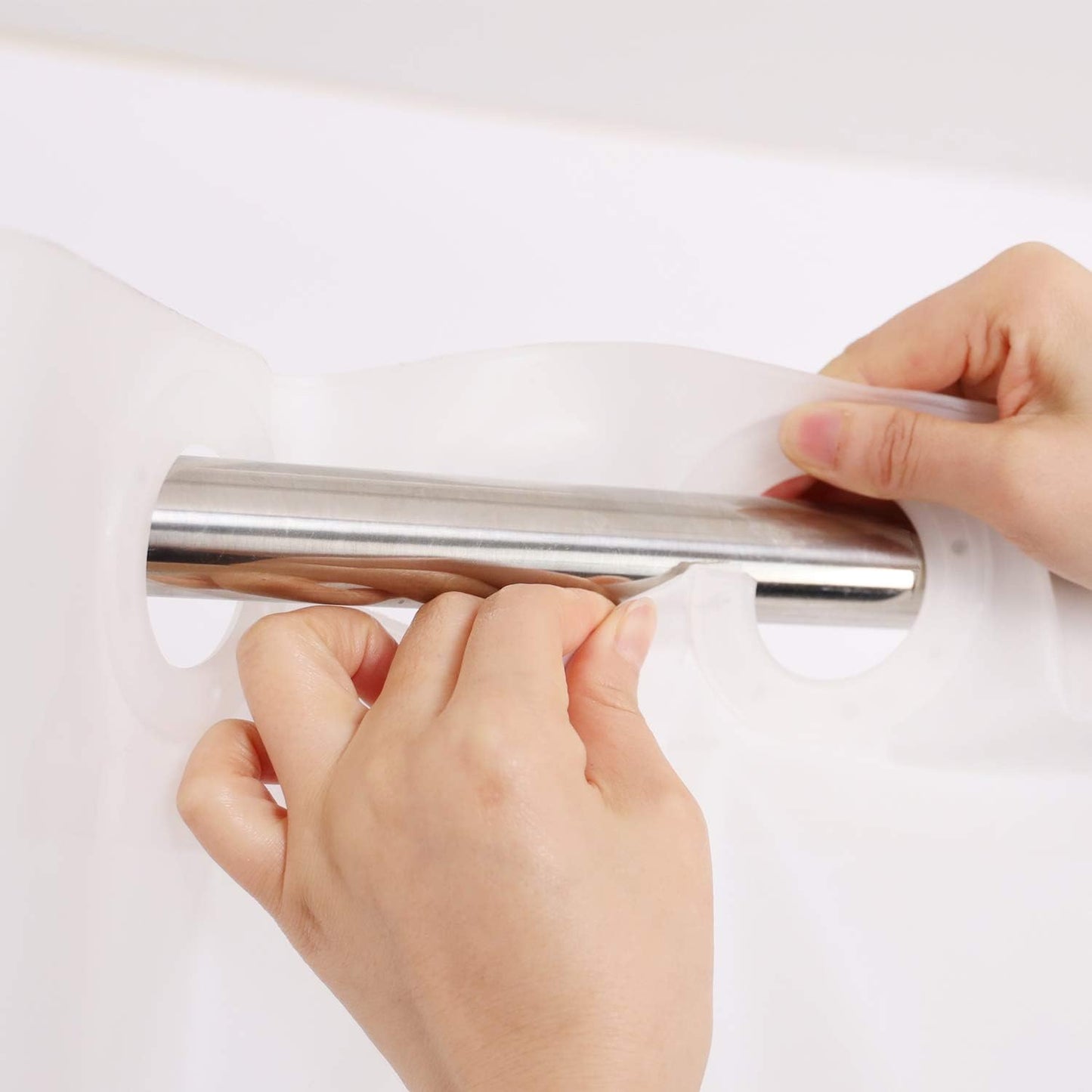 Barossa Design Hotel Grade No Hooks Needed Waterproof Shower Curtain or Liner,Frost (PEVA, 71" x 74")