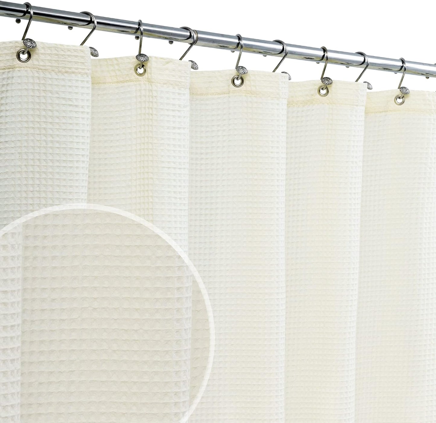 Barossa Design Soft & Hotel Cotton Blend Shower Curtain Honeycomb Waffle Weave