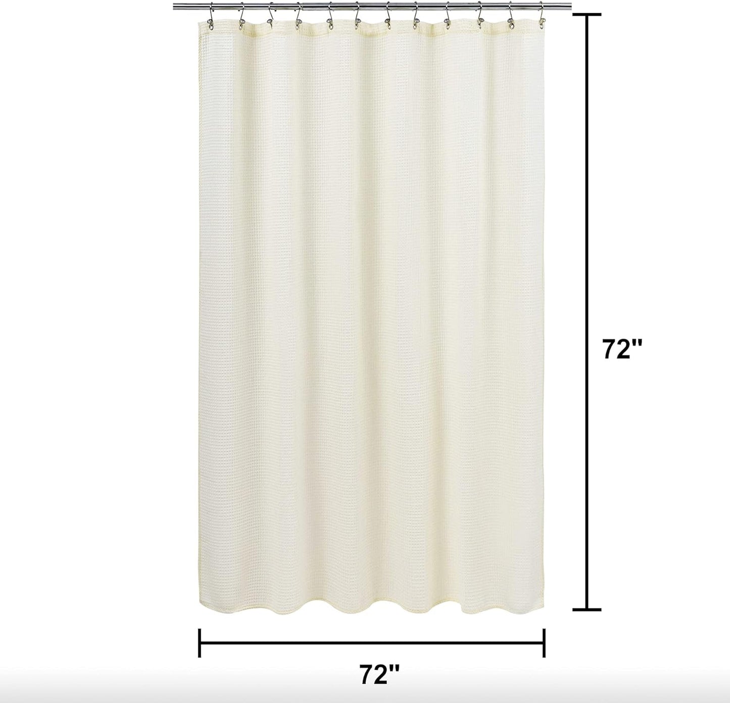 Barossa Design Soft & Hotel Cotton Blend Shower Curtain Honeycomb Waffle Weave