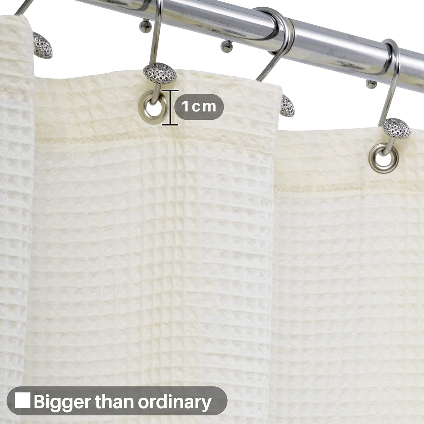 Barossa Design Soft & Hotel Cotton Blend Shower Curtain Honeycomb Waffle Weave