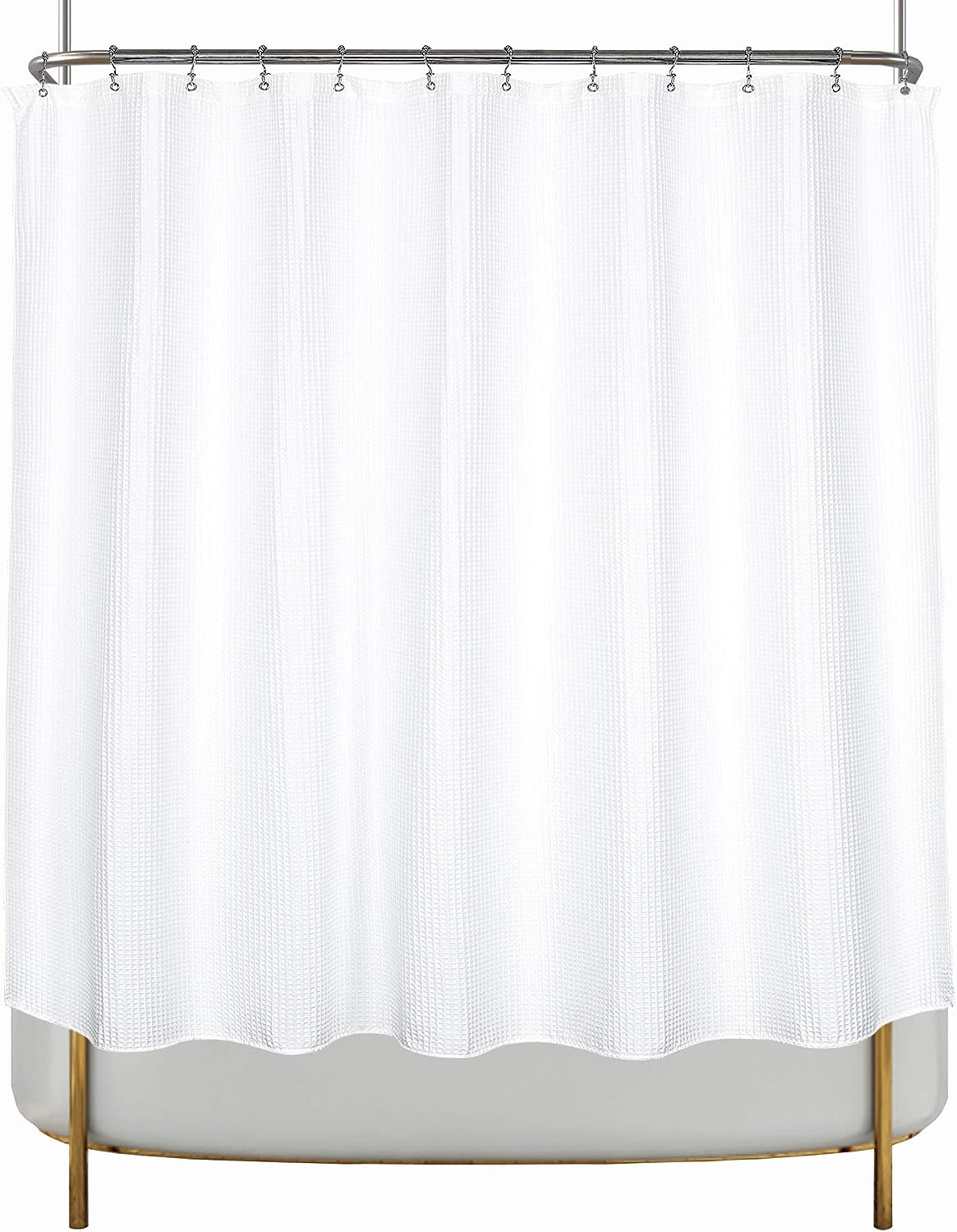 Barossa Design Soft & Hotel Cotton Blend Shower Curtain Honeycomb Waffle Weave