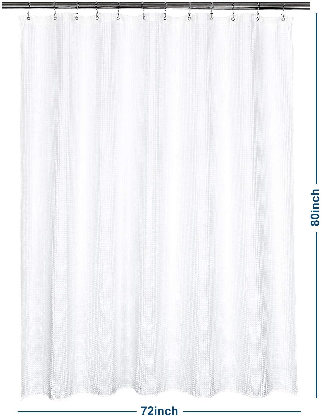 Barossa Design Soft & Hotel Cotton Blend Shower Curtain Honeycomb Waffle Weave
