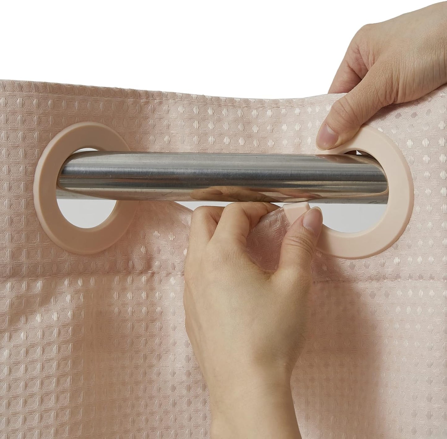Barossa Design No Hooks Waffle Weave Shower Curtain with Snap in Liner