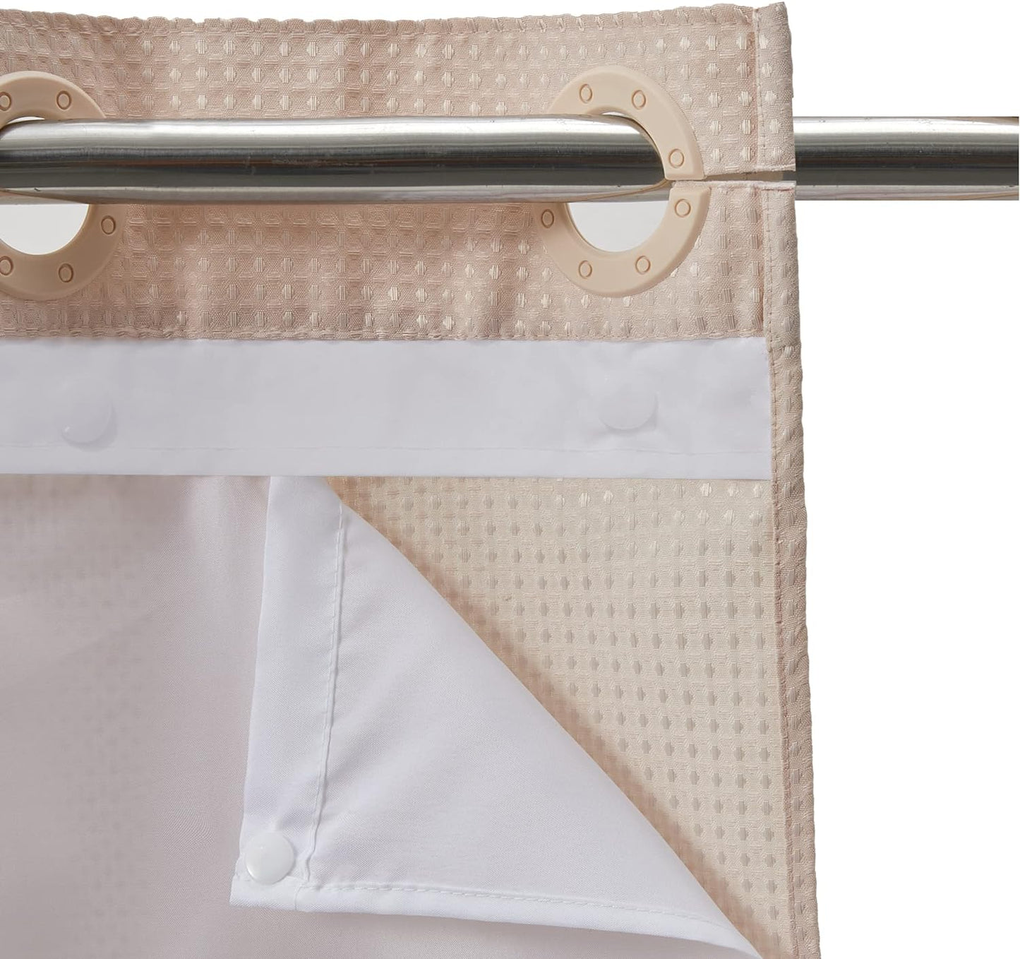 Barossa Design No Hooks Waffle Weave Shower Curtain with Snap in Liner