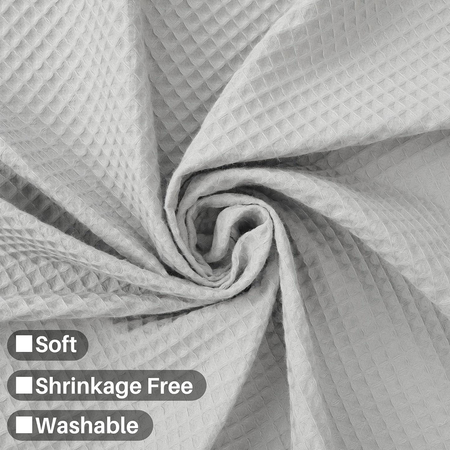 Barossa Design Soft & Hotel Cotton Blend Shower Curtain Honeycomb Waffle Weave