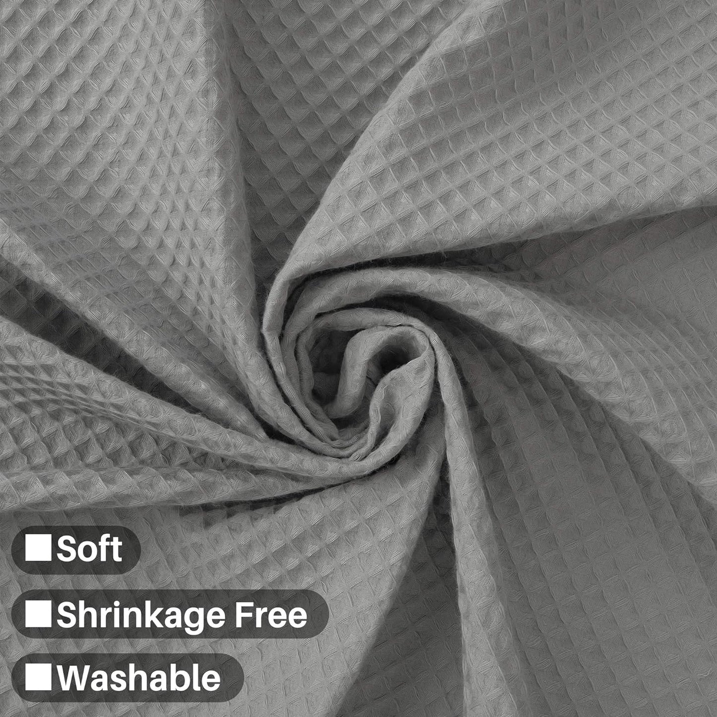 Barossa Design Soft & Hotel Cotton Blend Shower Curtain Honeycomb Waffle Weave