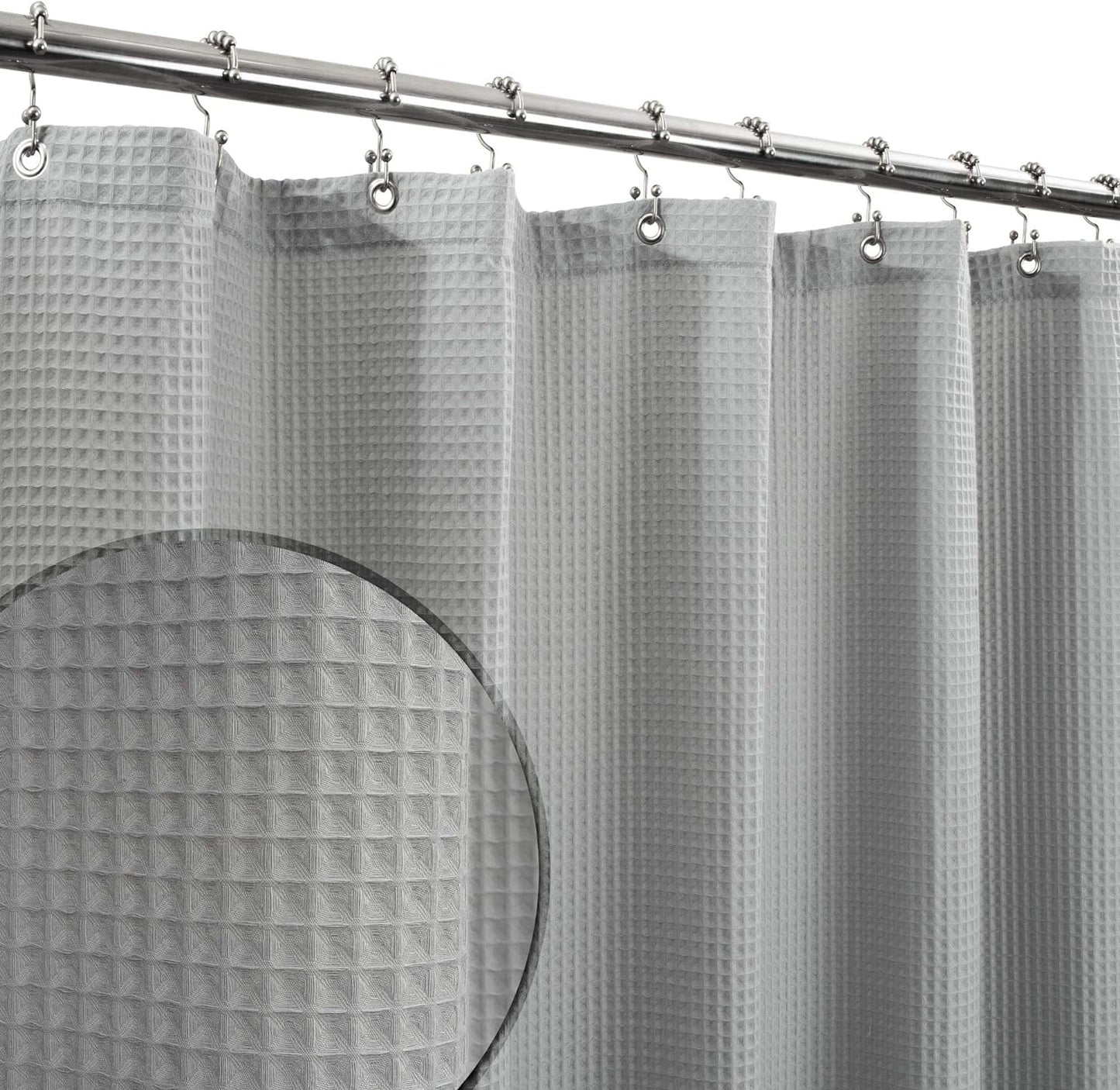 Barossa Design Soft & Hotel Cotton Blend Shower Curtain Honeycomb Waffle Weave