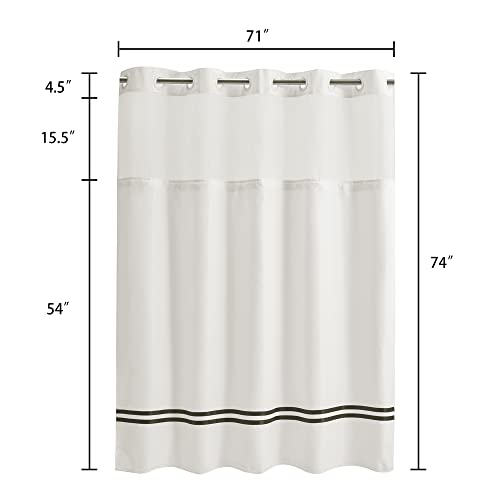 Barossa Design Shower Curtain with Snap in Liner and Stripe