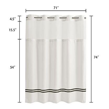 Barossa Design Shower Curtain with Snap in Liner and Stripe