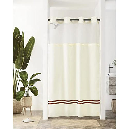 Barossa Design Shower Curtain with Snap in Liner and Stripe
