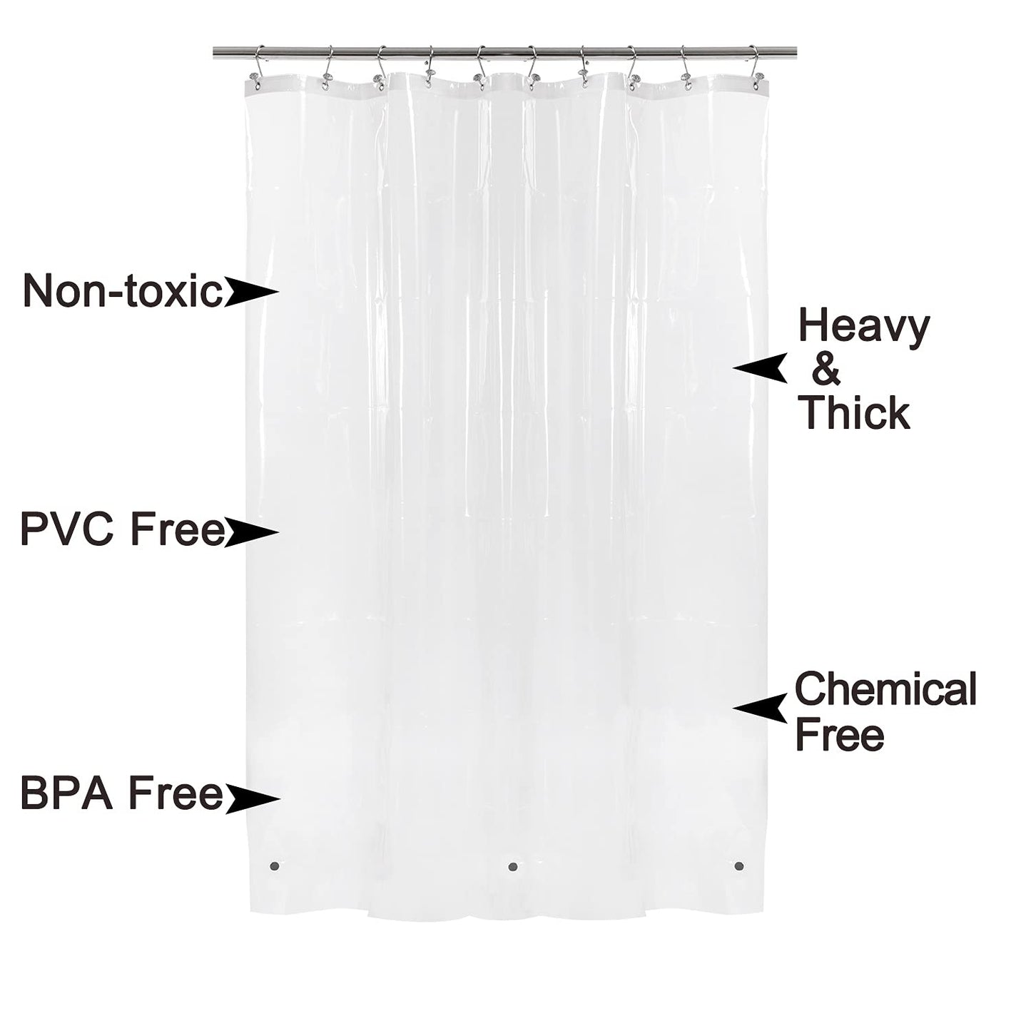 Barossa Design Premium PEVA Plastic Shower Liner with Rustproof Grommets