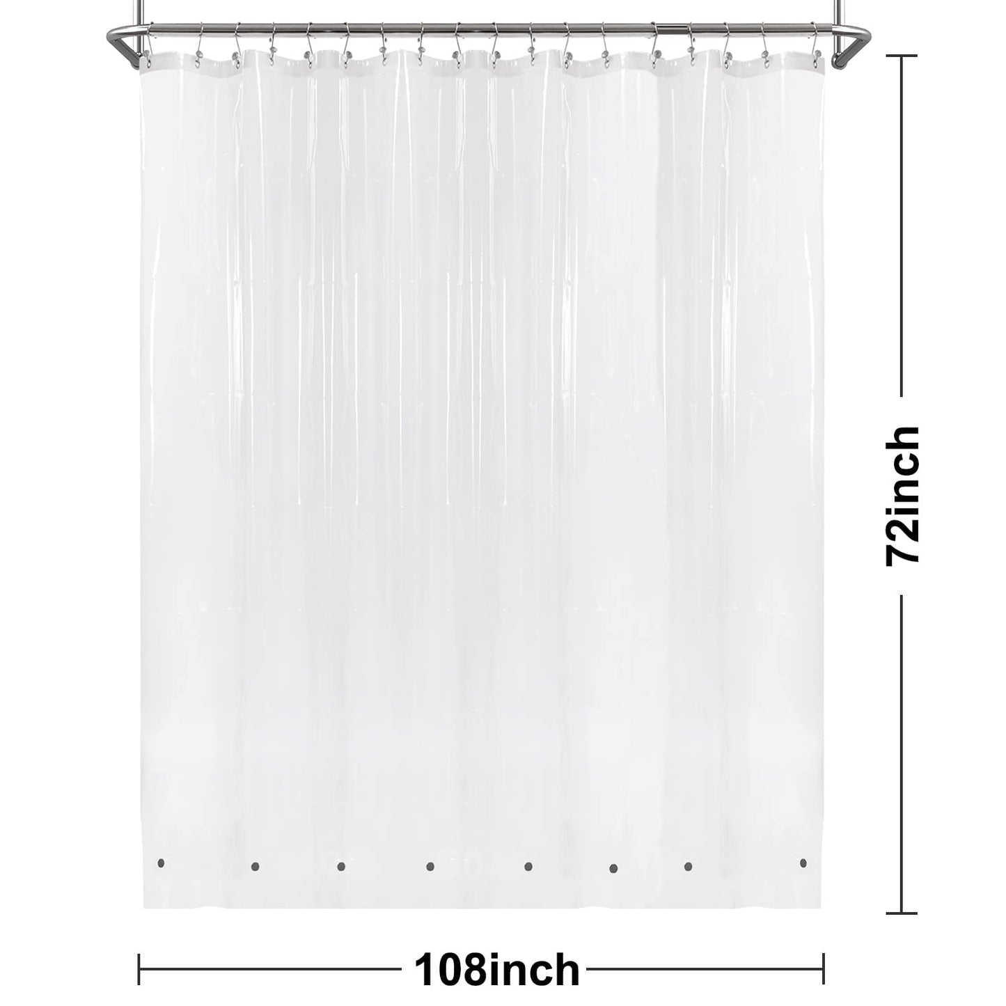 Barossa Design Premium PEVA Plastic Shower Liner with Rustproof Grommets