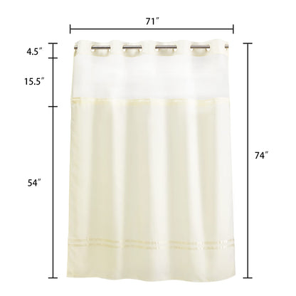 Barossa Design Shower Curtain with Snap in Liner and Stripe