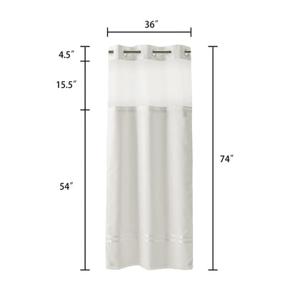 Barossa Design Shower Curtain with Snap in Liner and Stripe