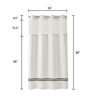 Barossa Design Shower Curtain with Snap in Liner and Stripe