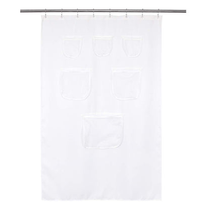 Barossa Design Water-Repellent Fabric Shower Curtain or Liner with 9 Handy Mesh Pockets