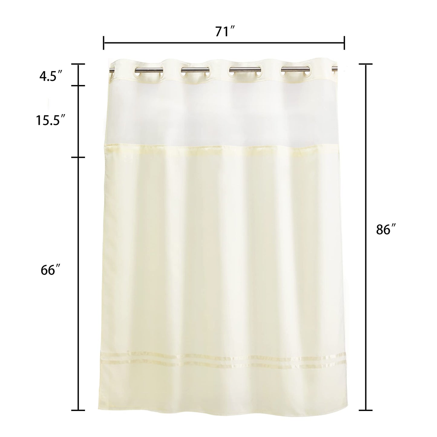 Barossa Design Shower Curtain with Snap in Liner and Stripe