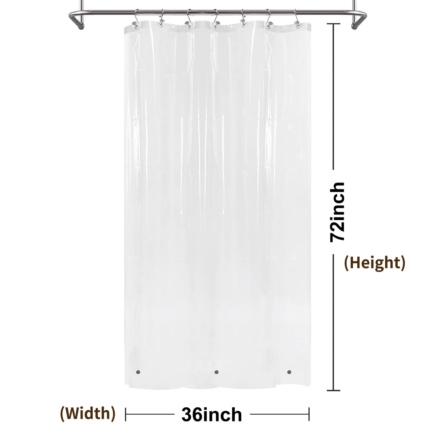 Barossa Design Premium PEVA Plastic Shower Liner with Rustproof Grommets